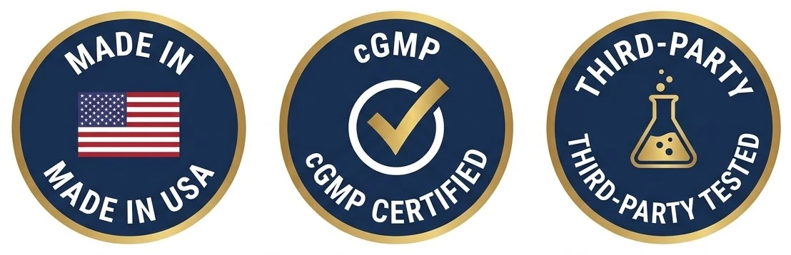 Renuvia quality certifications: Made in USA, cGMP certified, third-party tested