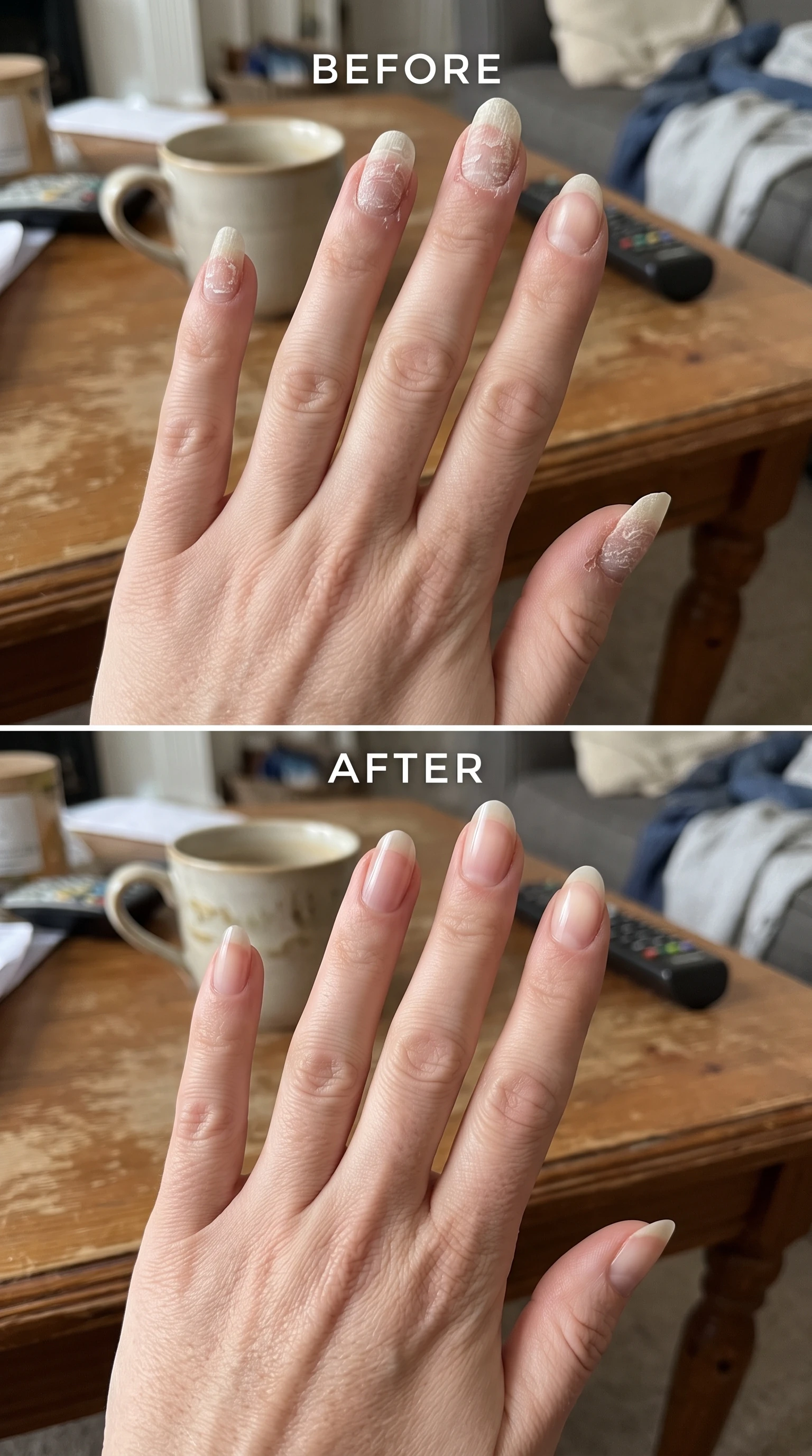 Before and after: stronger, smoother nails